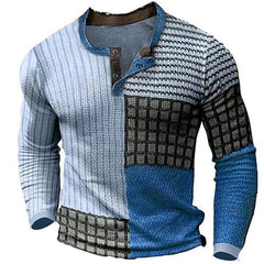 Stylish Long Sleeve Henley Shirt with Embroidered Details for Men