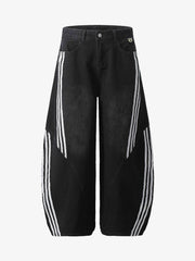 American High Street RO Style Heavy Washed Scimitar Wide-leg Jeans