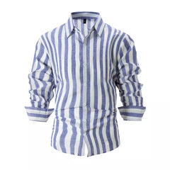 Striped Casual Button-Up Shirt For Men - Perfect For Summer And Spring Outfits