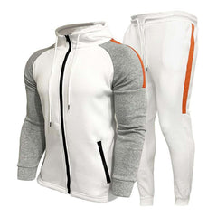 Men's Contrast Color Hooded Sweatshirt And Casual Pants Set 52108336U