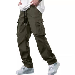 Men's Cargo Pants with Multi-Pockets and Adjustable Drawstring for Outdoor Activities