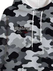 Camouflage Print Hoodie with Contrast Trim for Men - Perfect for Casual Wear and Outdoor Activities