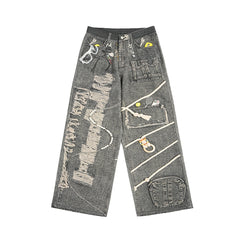 Customizable Wide-Leg Jeans with Unique Embellishments for Fashion Lovers