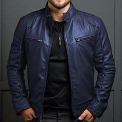 Stylish Men's Biker Jacket With Zippered Pockets And Sleek Design