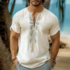 Men's Summer Comfortable V-Neck Fresh Printed T-Shirt MTA0940D7U