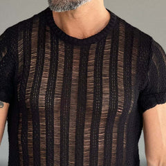 Men's Solid Color Round Neck Short Sleeve Knitted T-Shirt MTA2746C8X