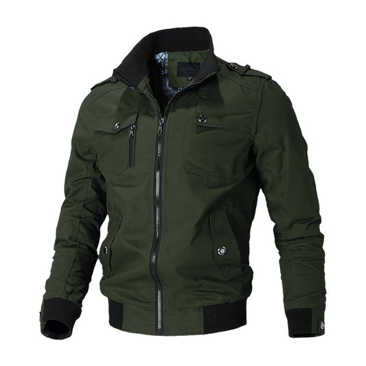 Men's Stylish Beige Bomber Jacket - Perfect for Casual and Outdoor Adventures