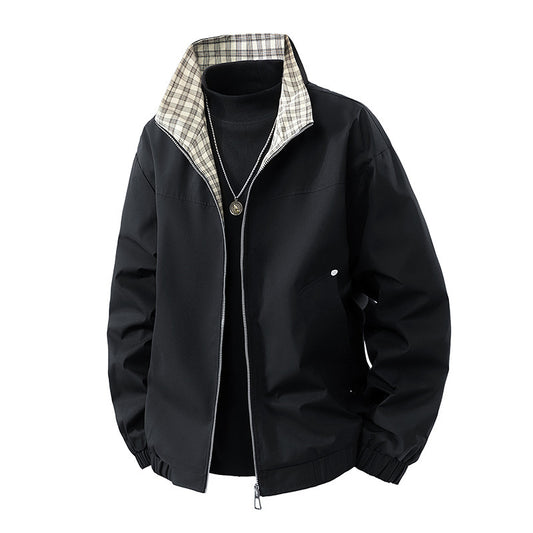 Stylish Plaid Lined Bomber Jacket for Men - Perfect for Casual and Outdoor Activities