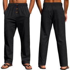 Men's Casual Drawstring Pants with Button Closure - Perfect for Summer and Everyday Wear