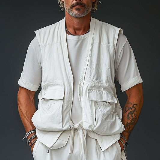 Men's Spring Fashion Simple Solid Color Work Vest MTA3149C7P