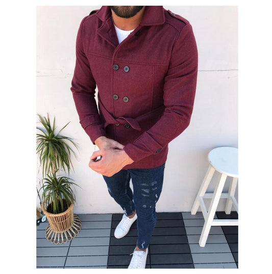 Stylish Double-Breasted Pea Coat for Men - Perfect for Casual and Formal Wear