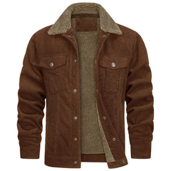 Warm Corduroy Jacket with Faux Fur Lining for Men - Perfect for Cold Weather