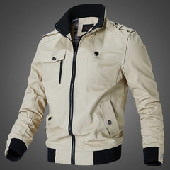 Men's Stylish Beige Bomber Jacket - Perfect for Casual and Outdoor Adventures