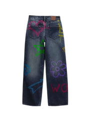 Graffiti Art Denim Jeans - Bold and Expressive Streetwear Design