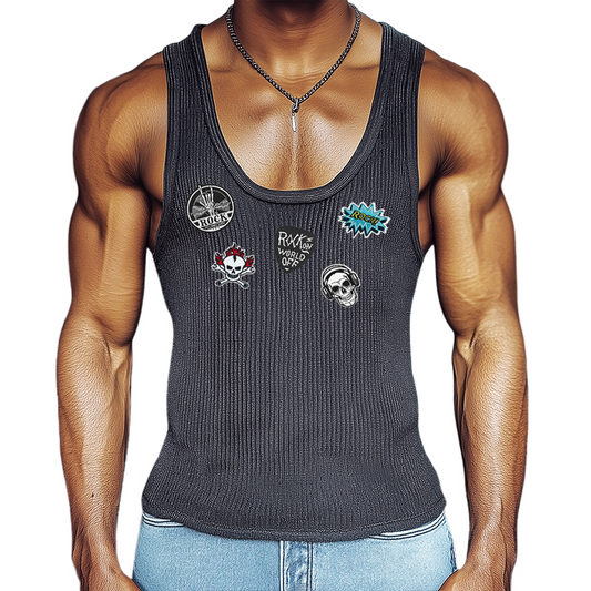 Men's Retro Trend Rock Knit Tank Top MTA0273D6TO