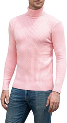 Men's High Neck Cable Knit Sweater - Stylish and Cozy Winter Essential