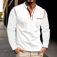 Stylish Men's Henley Polo Shirt with Contrast Trim - Perfect for Casual and Semi-Formal Occasions