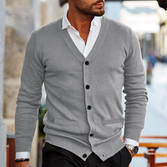 Men's Stylish V-Neck Button-Up Cardigan For Casual And Formal Wear