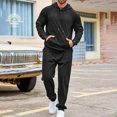 Men's Olive Green Hooded Tracksuit Set - Perfect for Casual and Sporty Looks
