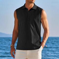 Men's Solid Color Lapel Pullover Tank Tops MTA0773D0X