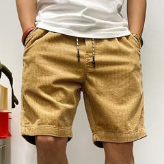 Men's Solid Color Corduroy Elastic Waist Cargo Shorts 80689308Z