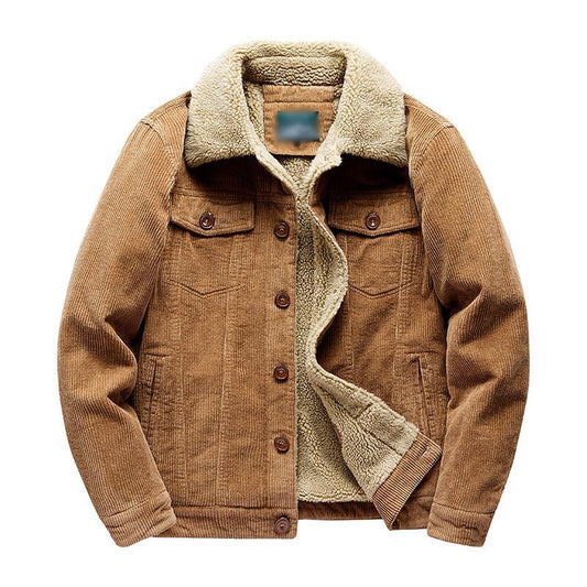 Men's Vintage Corduroy Lambswool Thick Warm Slim Jacket 15371398M