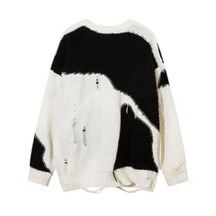 Distressed Heart Patch Sweater - Trendy And Cozy For Casual Wear