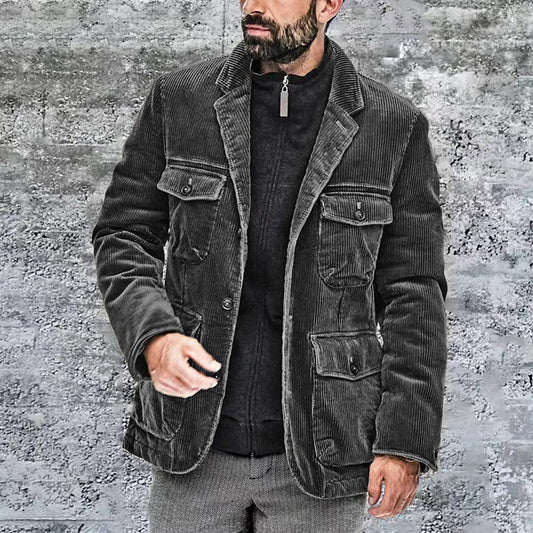 Men's Corduroy Jacket with Multiple Pockets - Perfect for Casual and Outdoor Wear