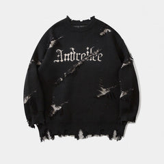Distressed Graphic Sweater For Trendy Looks