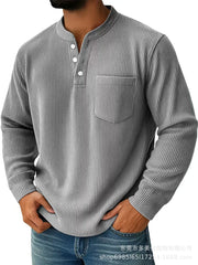 Men's Casual Henley Shirt With Chest Pocket - Perfect For Everyday Wear