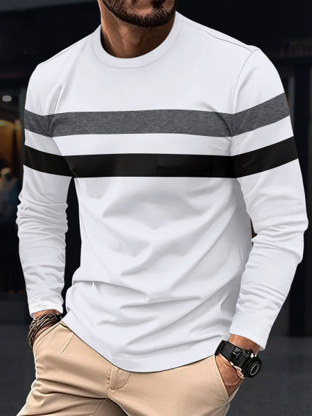 Stylish Long Sleeve T-Shirt with Striped Design for Men