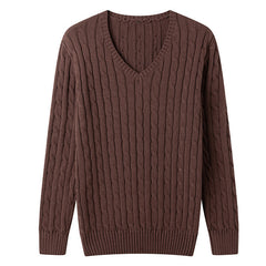 Classic V-Neck Cable Knit Sweater for Men - Perfect for Casual and Formal Wear