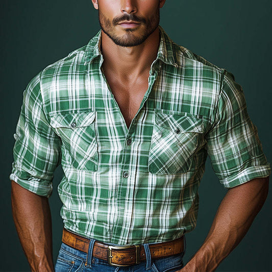 Men's Simple Casual Long-Sleeved Shirt MTA2159C7P