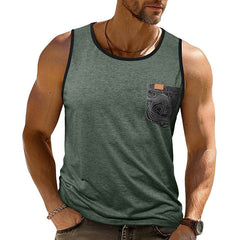 Men's Contrast Color Crew Neck Tank Top MTA1830C1X