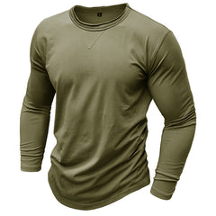 Men's Olive Green Long Sleeve T-Shirt - Stylish And Comfortable For Everyday Wear