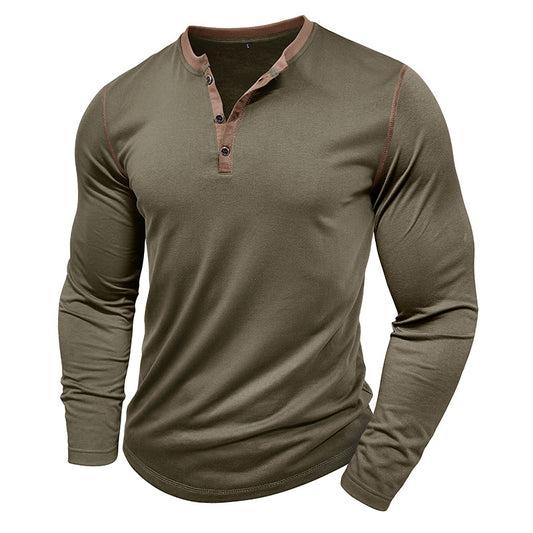 Men's Stylish Henley Long Sleeve T-Shirt - Perfect For Casual And Everyday Wear