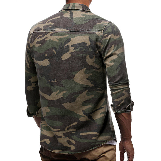 Camouflage Button-Up Shirt for Men - Stylish and Versatile Military-Inspired Design