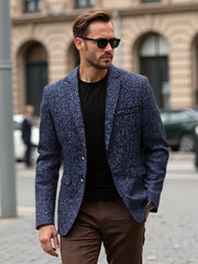 Men's Vintage Herringbone Notch Lapel Single Breasted Blazer 66457469M