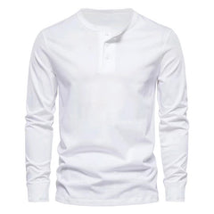 Men's Casual Cotton Blend Henley Neck Slim Fit Long Sleeve T-Shirt 19519557M
