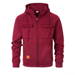 Olive Green Hooded Jacket with Zippered Pockets - Perfect for Casual and Outdoor Adventures