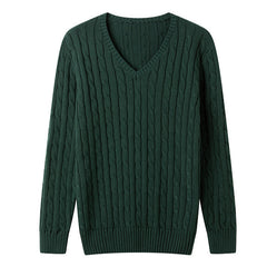 Classic V-Neck Cable Knit Sweater for Men - Perfect for Casual and Formal Wear