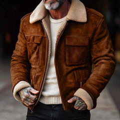 Stylish Aviator Jacket with Faux Fur Collar for Men - Perfect for Winter and Casual Outfits