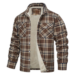 Plaid Fleece-Lined Jacket for Men - Warm and Stylish Winter Outerwear