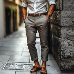 Men's Casual Comfortable Cotton Linen Slim Fit Suit Pants MTA3142C3M
