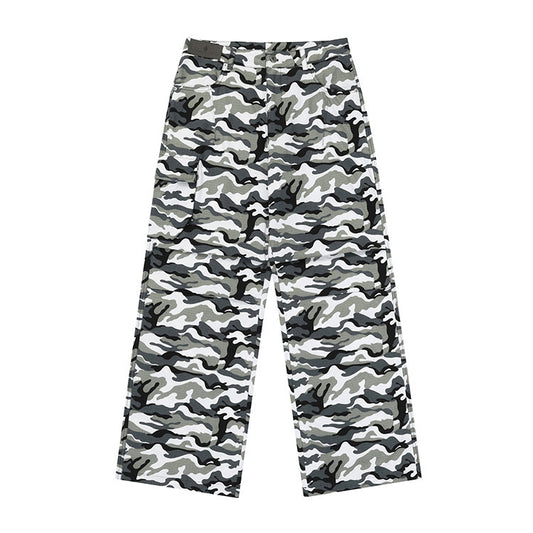 Camouflage Print Wide-Leg Pants for Casual and Outdoor Use