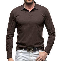 Men's Stylish Long Sleeve Polo Shirt - Perfect For Casual And Formal Wear