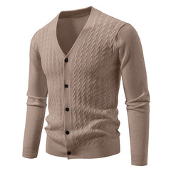 Stylish V-Neck Cable Knit Cardigan Sweater for Men - Perfect for Casual and Formal Wear
