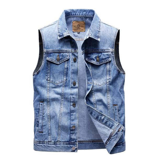 Men's Retro Lapel Denim Vest 41696369X