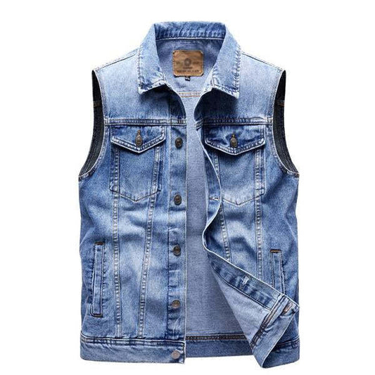 Men's Retro Lapel Denim Vest 41696369X