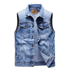 Men's Retro Lapel Denim Vest 41696369X